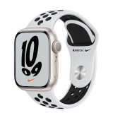 Apple Watch Series 7 GPS 41mm csillagfény aluminium tok, Nike sportszíj platinaszín-fekete (MKN33HC/A) (MKN33HC/A) - Okosóra