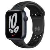 Apple Watch Series 7 GPS 45mm éjfekete aluminium tok, Nike sportszíj antracit-fekete (MKNC3HC/A) (MKNC3HC/A) - Okosóra