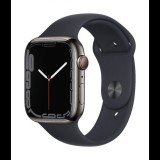 Apple Watch Series 7 GPS+Cellular 45mm asztroszürke rozsdamentes acél tok, éjkék sportszíj (MNAX3HC/A) (MNAX3HC/A) - Okosóra