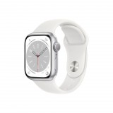 Apple Watch Series 8 GPS 41mm ezüstszínű alumínium tok, fehér sportszíj (MP6K3CM/A) (MP6K3CM/A) - Okosóra