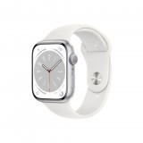 Apple Watch Series 8 GPS 45mm ezüstszínű alumínium tok, fehér sportszíj (MP6N3CM/A) (MP6N3CM/A) - Okosóra