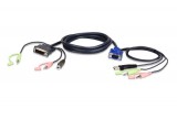 ATEN USB VGA to DVI-A KVM Cable with Audio 1,8m Black 2L-7DX2U