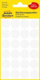 Avery Zweckform No. 3170 fehér színű, 18 mm átmérőjű, öntapadó jelölő címke (jelölő pötty, jelölő pont) permanens ragasztóval - kiszerelés: 96 címke / csomag, 4 ív / csomag