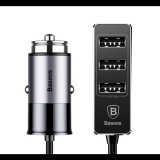 BASEUS ENJOY TOGHETER szivargyújtó adapter 4 USB aljzat (5.5A, gyorstöltés támogatás, 150cm) SZÜRKE (CCTON-0G) (CCTON-0G) - Autós Töltők