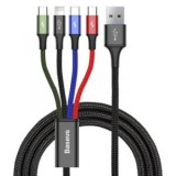 Baseus Fast 4 az 1-ben USB-C, Lightning, 2x Micro 3,5A, USB kábal,1.2 m, fekete (CA1T4-C01)