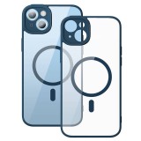 Baseus Frame iPhone 14 Átlátszó mágneses tok és üvegfólia (kék)