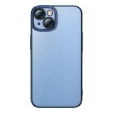 Baseus Glitter iPhone 14 Átlátszó tok és üvegfólia (kék)