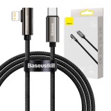 Baseus Legend Series USB-C és Lightning derékszögű kábel, PD, 20 W, 1 m (fekete)