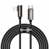 Baseus Legend Series USB-C és Lightning derékszögű töltőkábel, PD, 20 W, 2m, fekete (CATLCS-A01) (CATLCS-A01) - Adatkábel