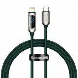 Baseus USB-C-Lightning kábel kijelzővel, PD, 20 W, 1m, zöld (CATLSK-06) (CATLSK-06) - Adatkábel