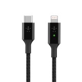 Belkin BOOST CHARGE Smart LED USB-C - Lightning kábel fekete (CAA006bt04BK) (CAA006bt04BK) - Adatkábel
