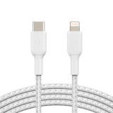 Belkin BOOST CHARGE USB-C - Lightning harisnyázott kábel 1m fehér (CAA004bt1MWH) (CAA004bt1MWH) - Adatkábel