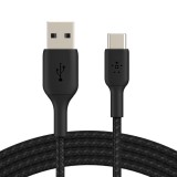 Belkin BOOST CHARGE USB-C - USB-A harisnyázott kábel 15cm fekete (CAB002bt0MBK) (CAB002bt0MBK) - Adatkábel