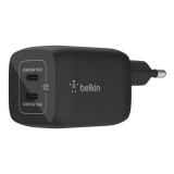 Belkin BoostCharge Dual USB-C PD GaN Wall Charger 65W Black WCH013vfBK