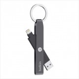 Belkin MIXIT Lightning-USB adat/töltőkábel-kulcstartó szürke  (F8J172btGRY) (F8J172btGRY) - Adatkábel