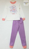 Bembi 2 részes lány pizsama szett, rózsaszín-lila-fehér, maci mintával (PG39)