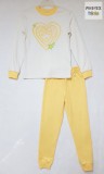 Bembi 2 részes lány pizsama szett, sárga-fehér, szívecske mintával (PG39)