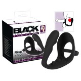 Black Velvets Black Velvet - hullámos análdildó pénisz- és heregyűrűvel (fekete)