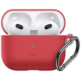 Bluetooth fülhallgató töltőtok tartó, szilikon, vezeték nélküli töltés támogatás, karabiner, Apple AirPods 3 kompatibilis, ESR Bounce, piros (RS113704) - Fülhallgató tok