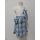 Bm Fehér-kék kockás kislány ruha kistáskával (104)