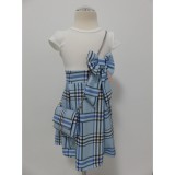 Bm Fehér-kék kockás kislány ruha kistáskával (158/164)