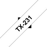 Brother TX-231 (12mm) - 15m fehér alapon fekete eredeti laminált P-touch szalag