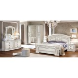 CamelGroup Aida hálószoba - fehér-ezüst, 160x200 cm ággyal, 6-ajtós szekrénnyel