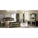 CamelGroup Aida hálószoba - fekete-arany, 180x200 cm ággyal, 4-ajtós szekrénnyel