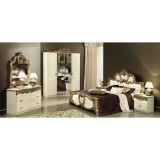 CamelGroup Barocco hálószoba - bézs, arany díszítéssel, 160x200 cm ággyal, 4-ajtós szekrénnyel