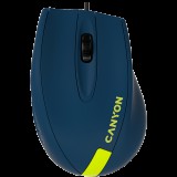 CANYON Wired Optical Mouse with 3 keys, DPI  1000 With 1.5M USB cable,Blue-Yellow ,size 68*110*38mm,weight:0.072kg (CNE-CMS11BY) - Egér