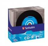 Cd-r lemez, bakelit lemez-szer&#369; felület, azo, 700mb, 52x, 10 db, vékony tok, verbatim "vinyl" 43426