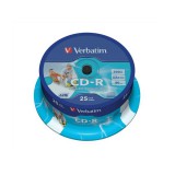CD ROM Verbatim CD-R80 52x Cakebox, nyomtatható x25