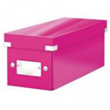 CD tároló doboz, lakkfényű, LEITZ "Click&Store", rózsaszín