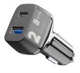 CELLULARLINE 2 PRO autós töltő USB aljzat / Type-C aljzat (9V / 2000 mA, 2 x 18W, adaptív gyorstöltés támogatás) FEKETE (CBRUSB2QCPD36WK)