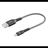 CELLULARLINE adatkábel és töltő (USB - lightning 8pin, kevlár borítás, gyorstöltés támogatás, MFI, 15cm) FEKETE (TETRACABMFI15CMK) (TETRACABMFI15CMK) - Adatkábel