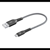 CELLULARLINE adatkábel és töltő (USB - microUSB, 18W, kevlár borítás, gyorstöltés támogatás, 15cm) FEKETE (TETRACABMUSB15CMK) (TETRACABMUSB15CMK) - Adatkábel