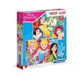 Clementoni Disney Hercegnők 2x20 db-os SuperColor puzzle (24766) (CLEMENTONI24766) - Kirakós, Puzzle