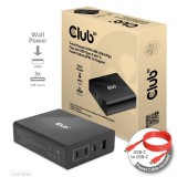 Club3D Travel Charger 132W GAN technology Four port USB Type-A and -C Power Delivery(PD) 3.0 Support CAC-1906