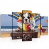 Consalnet Vászonkép 5 darabos Kutya a tengerparton 100x60 cm méretben