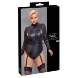 Cottelli Plus Size Cottelli Bondage Plus Size - csipkésujjú body (fekete)