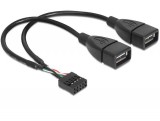 Delock 83292 USB 2.0 type-A 2 x female to pin header fekete kábel