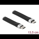 Delock 86793 USB Type-C - USB Micro-B lapos kábel 13,5cm fekete (Delock86793) - Adatkábel