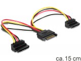 DeLock Cable Power SATA 15pin > 2x SATA HDD – angled 60128