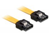 DeLock Cable SATA 6 Gb/s male straight > SATA male straight 10cm Yellow Metal 82797