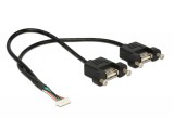 DeLock Cable USB 2.0 pin header female 1.25 mm 8 pin > 2x USB 2.0 Type-A female panel-mount 25cm 84839