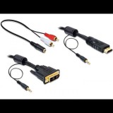 Delock DL84455 DVI - HDMI átalakító kábel hanggal apa - apa 2 m (DL84455) - Átalakítók