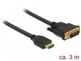 DeLock HDMI to DVI 24+1 cable bidirectional 3m Black 85655