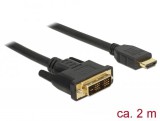DeLock  HDMI to DVI-D (Single Link) 18+1 cable bidirectional 2 m Black 85584