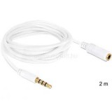 Delock Kábel - 84482 (3,5 mm Jack Hosszabbító kábel, apa/anya, iPhone 4 pin, fehér, 2m) (DL84482)