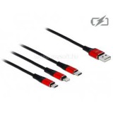 Delock Kábel - 85892 (USB2.0 - microUSB, Lightning, USB Type-C töltő kábel készlet, fekete, 1m) (DL85892)